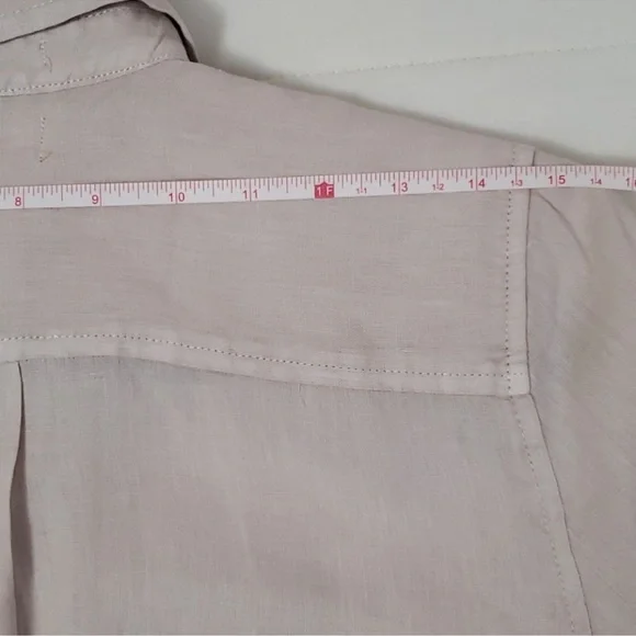 100% Linen Beige Short Sleeve Shirt - sz XS/S - Picture 9 of 11